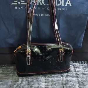 Arcadia Glossy Black Shoulder Bag